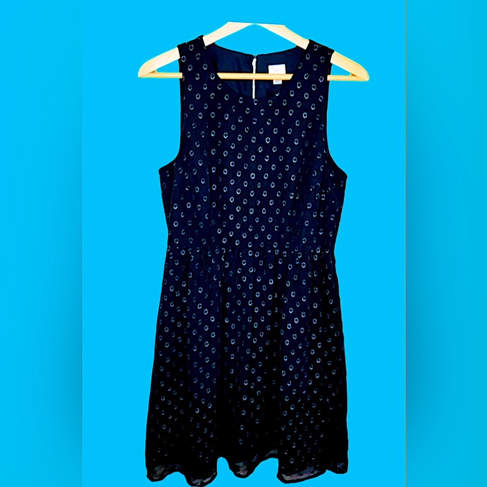 Gold & Black Overlay Dress with Gold Embroidered Dots 
Size:Large